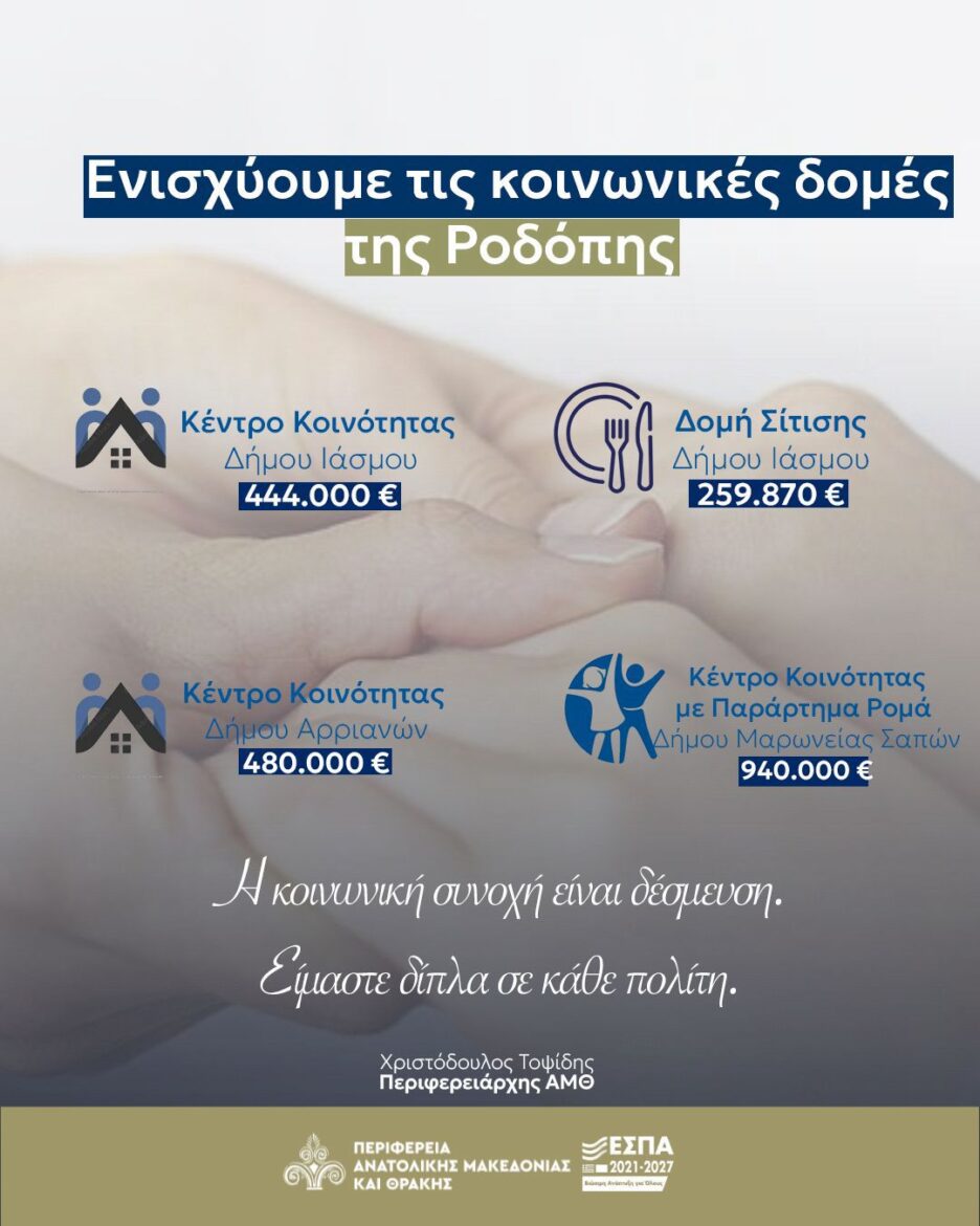 Με-απόφαση-του-Περιφερειάρχη-ΑΜΘ-συνεχίζουν-τη-λειτουργία-τους-σημαντικές-κοινωνικές-δομές-στην-ΠΕ.-Ροδόπης-Κέντρα-Κοινότητας-και-Δομή-Σίτισης