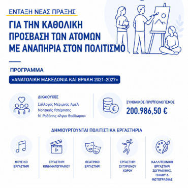 Περιφέρεια-ΑΜΘ:-Ένταξη-νέας-πράξης-για-την-καθολική-πρόσβαση-των-Ατόμων-με-Αναπηρίες-στον-Πολιτισμό