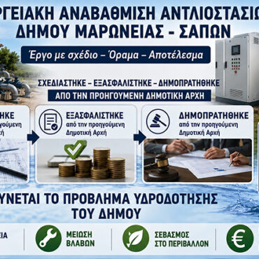 Ντίνος-Χαριτόπουλος-:-«Ολοκληρώθηκε-το-έργο-ύδρευσης-που-σχεδιάστηκε-και-δημοπρατήθηκε-το-έτος-2023-από-την-προηγούμενη-δημοτική-αρχή-και-σήμερα-λύνει-σε-πολύ-μεγάλο-βαθμό-το-πρόβλημα-της-ύδρευσης-του-δήμου-Μαρωνείας-–Σαπών»